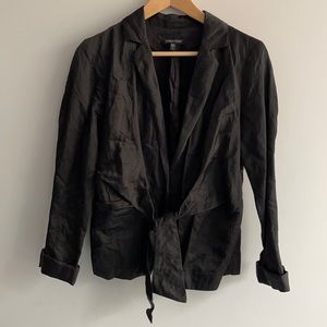 Eileen Fisher black tie front blazer